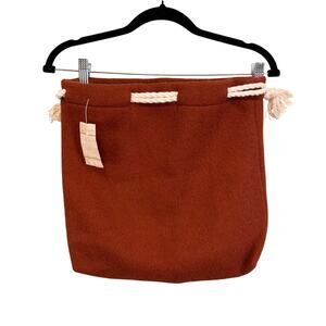 Hudson's Bay Drawstring Bag Burnt Orange Wool Storage Beach Travel Lined NWT